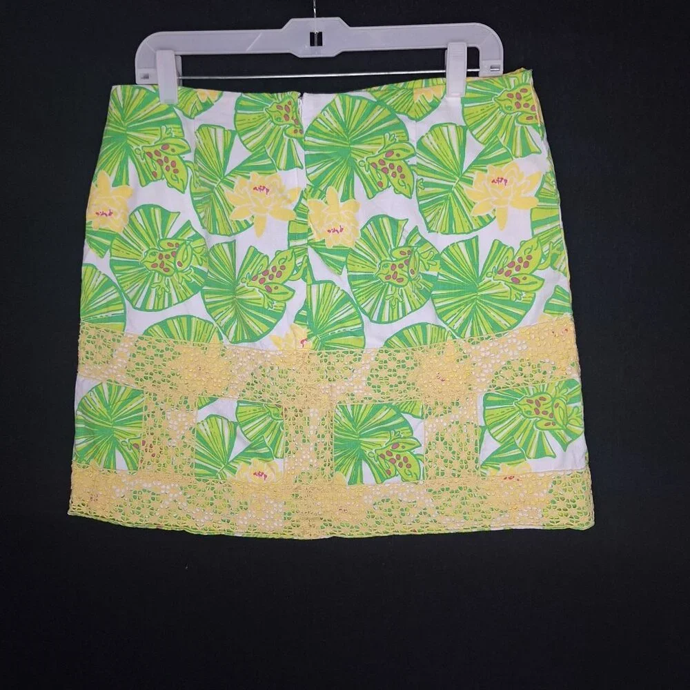 💙 Lilly Pulitzer Floral Crochet Floral Embroidered Skirt Size 10 Tropical Femin - Picture 7 of 8